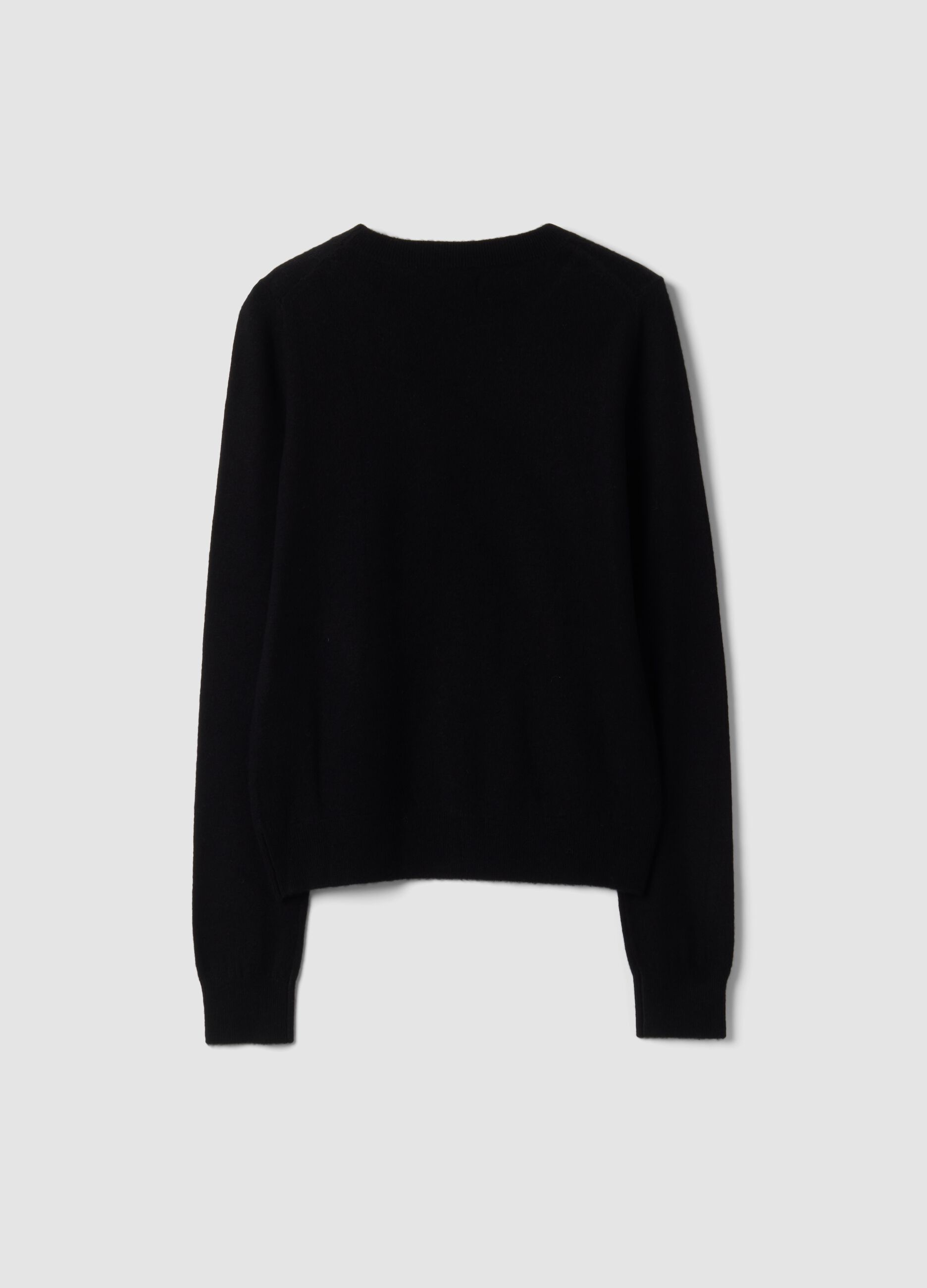 Black pure wool crew-neck jumper