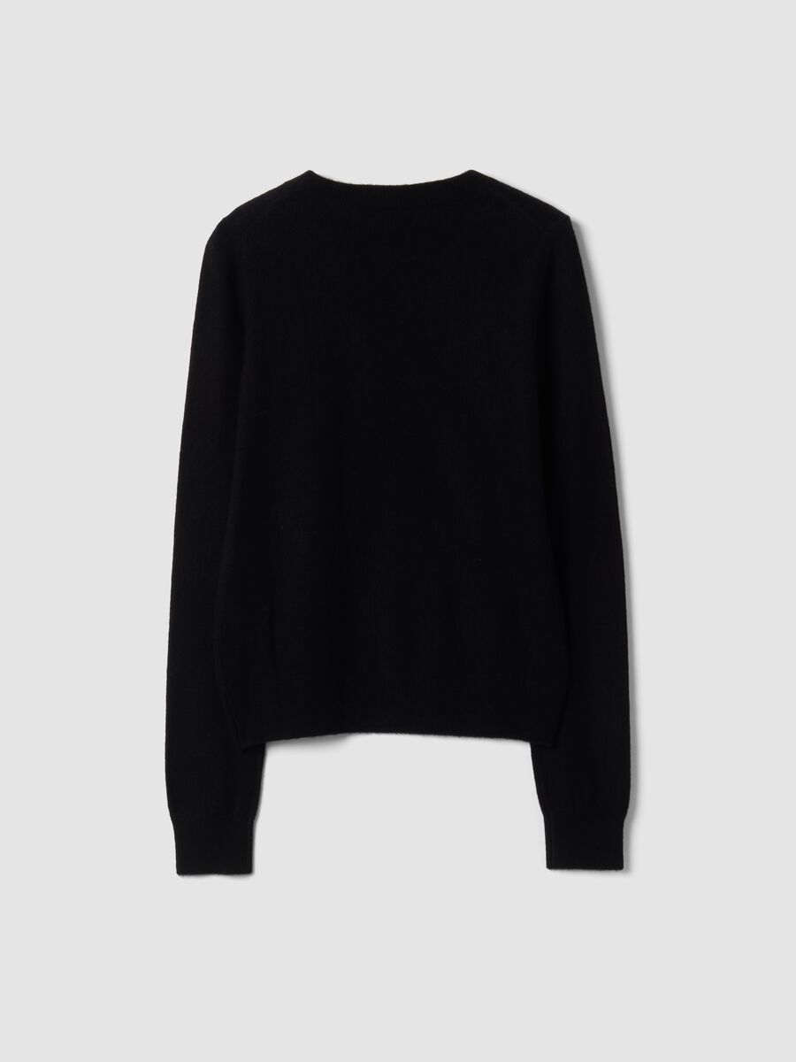 Maglia nera in pura lana a girocollo_2
