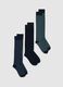 Triple pack of long multicoloured stretch cotton blend socks_0