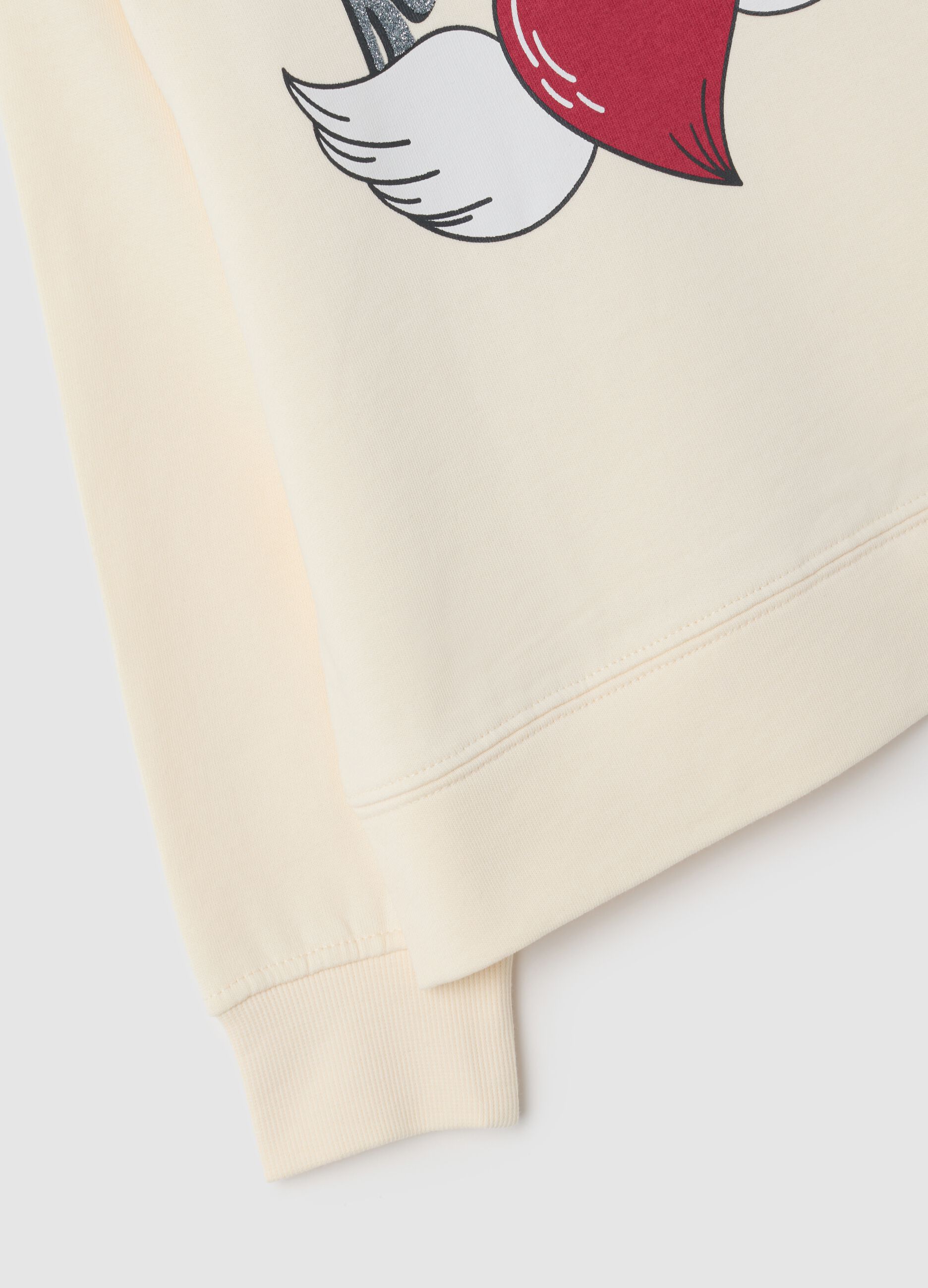 Felpa da bambina in puro cotone beige regular fit