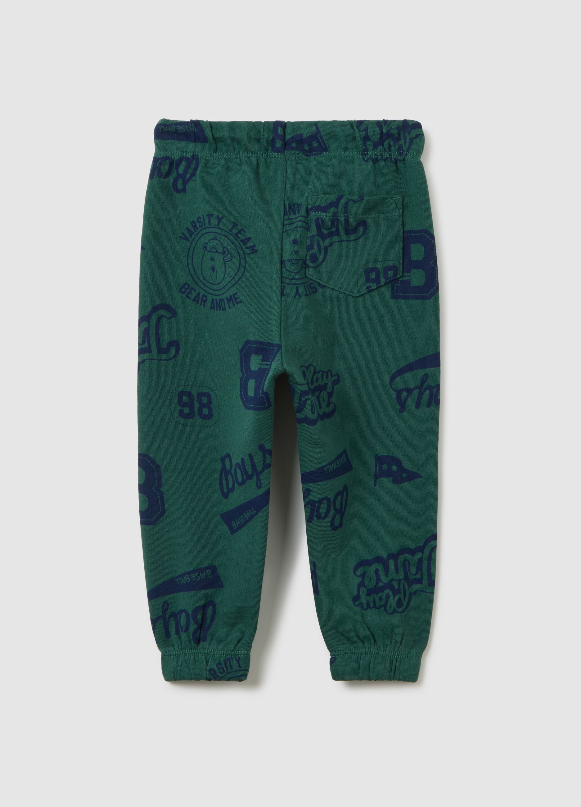 Green regular fit pure cotton children's trousers