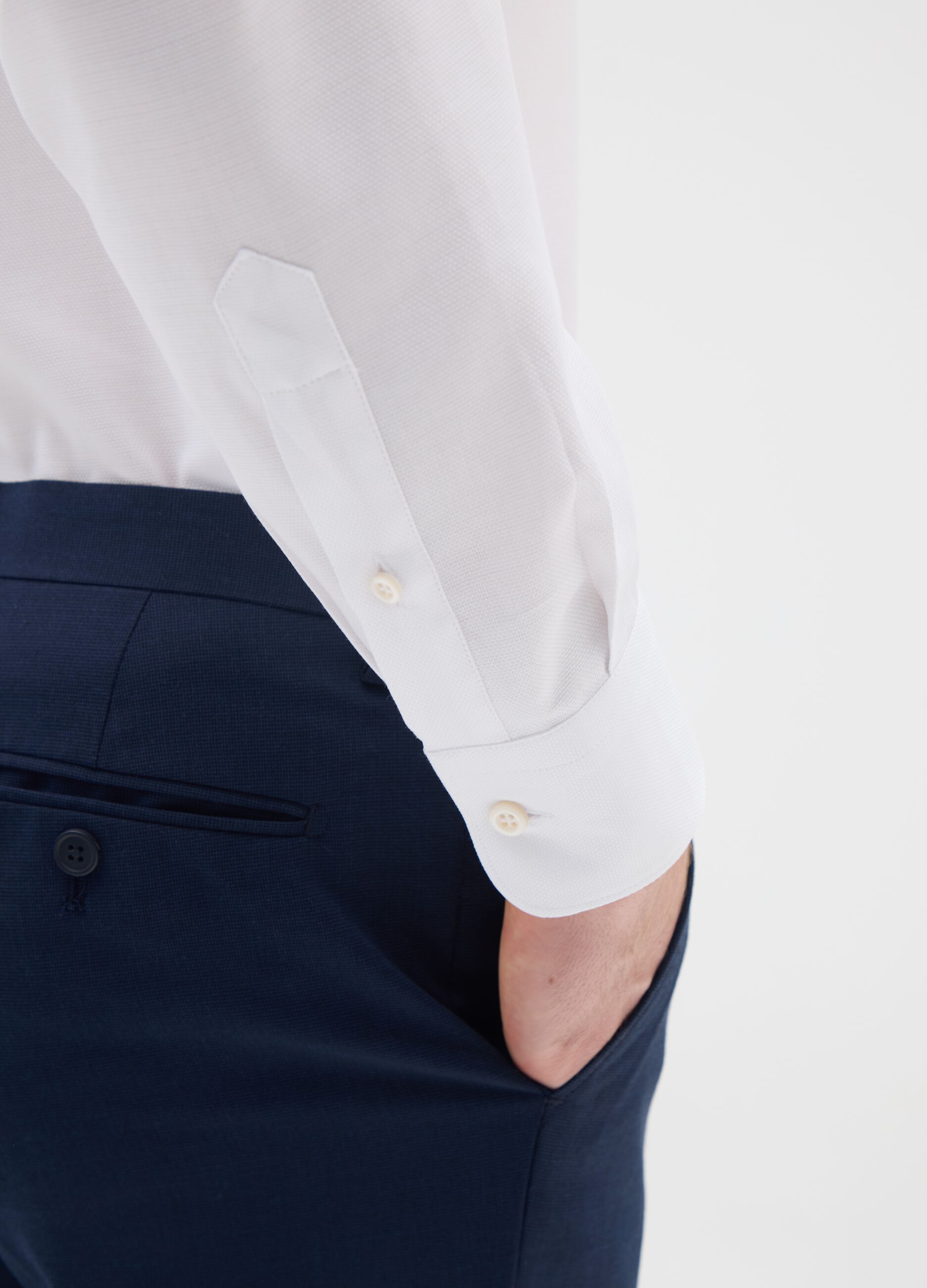 White Long-Sleeved Cotton Shirt