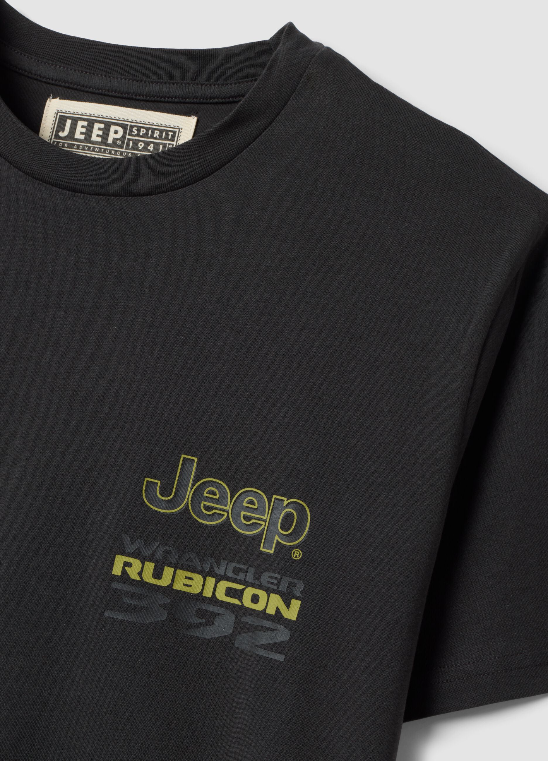 Grey pure cotton Jeep print T-shirt