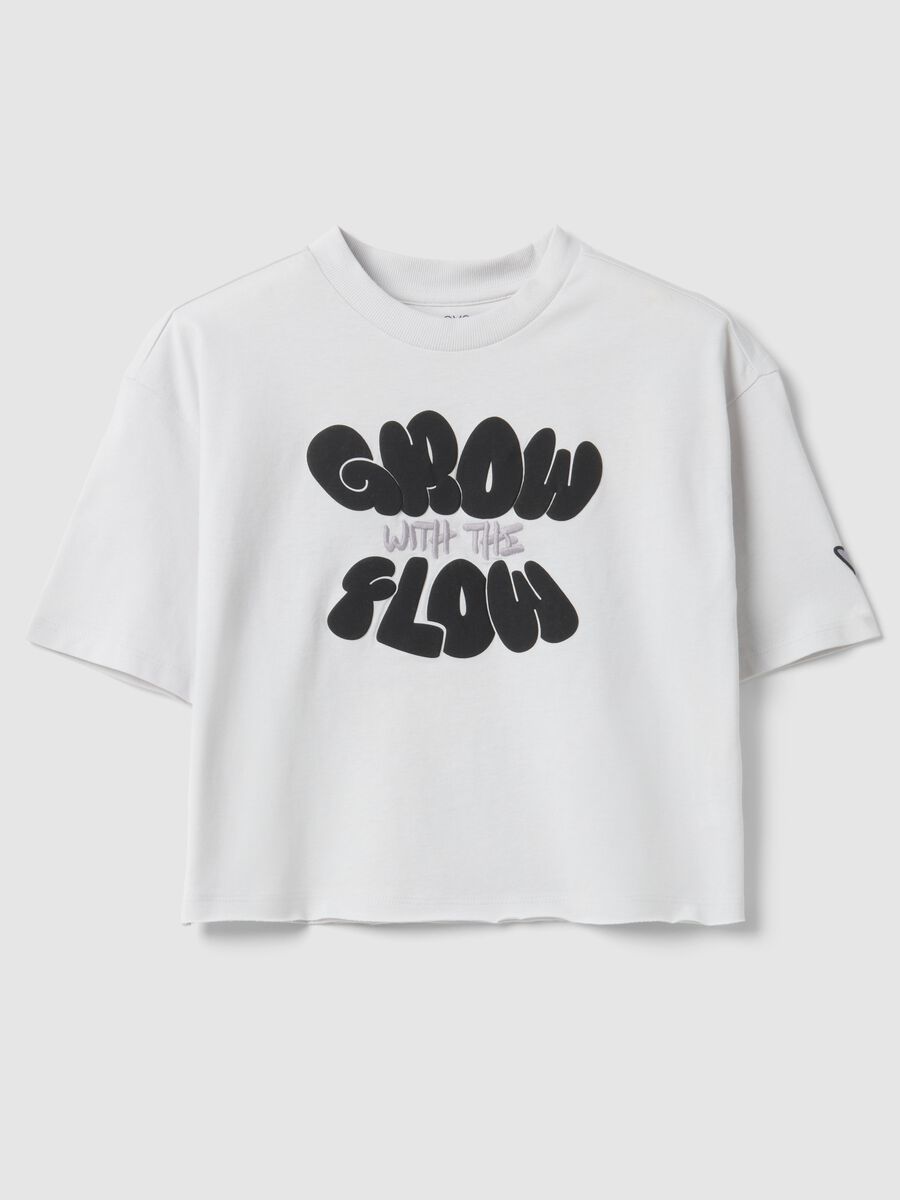T-shirt in puro cotone bianca da ragazza boxy fit con stampa_3