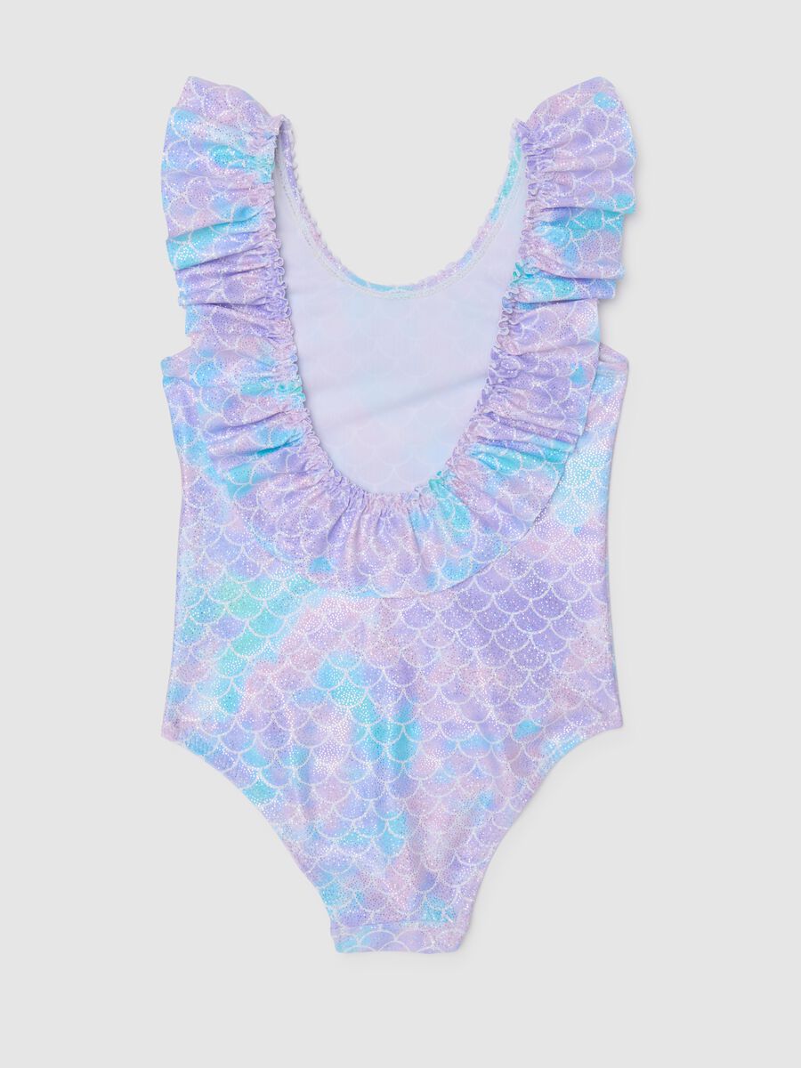 Multicolour Stretch Fabric Girl's Swimsuit_1