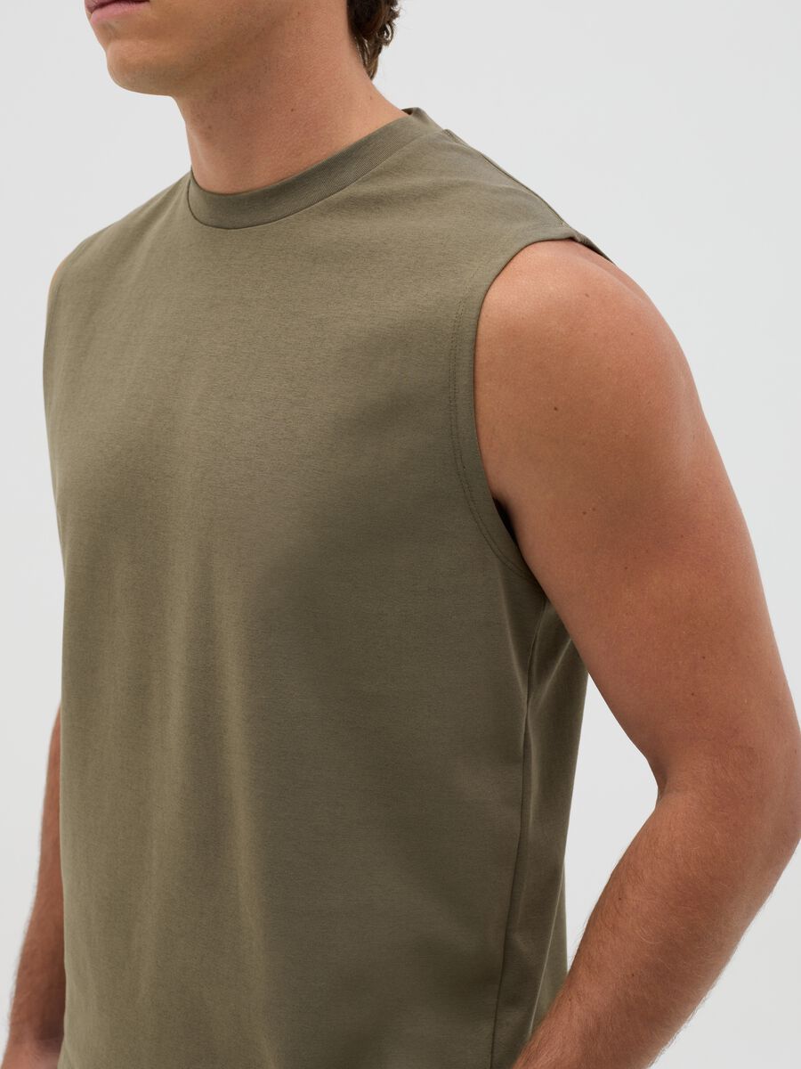 Men's Green Cotton Blend Relaxed Fit Tank Top_3