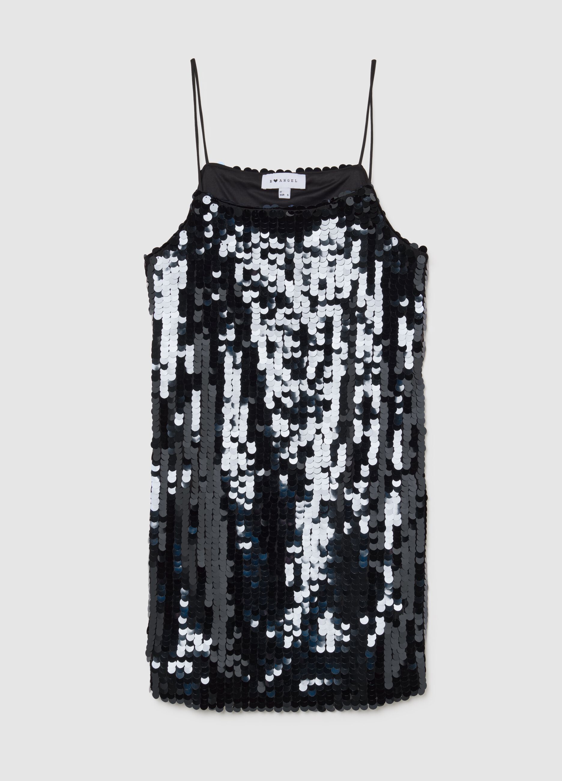 Regular fit black dress with sequins