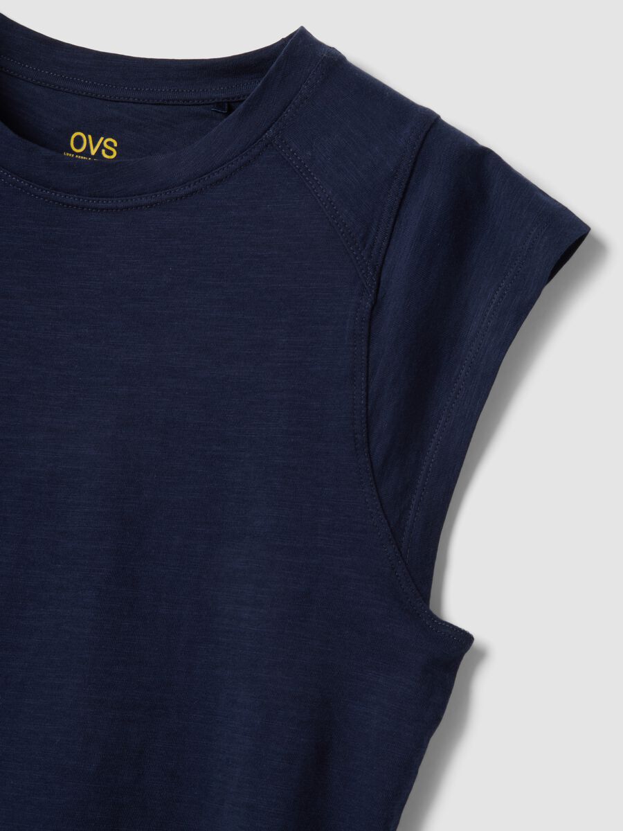 Regular fit blue short sleeve pure cotton T-shirt_5