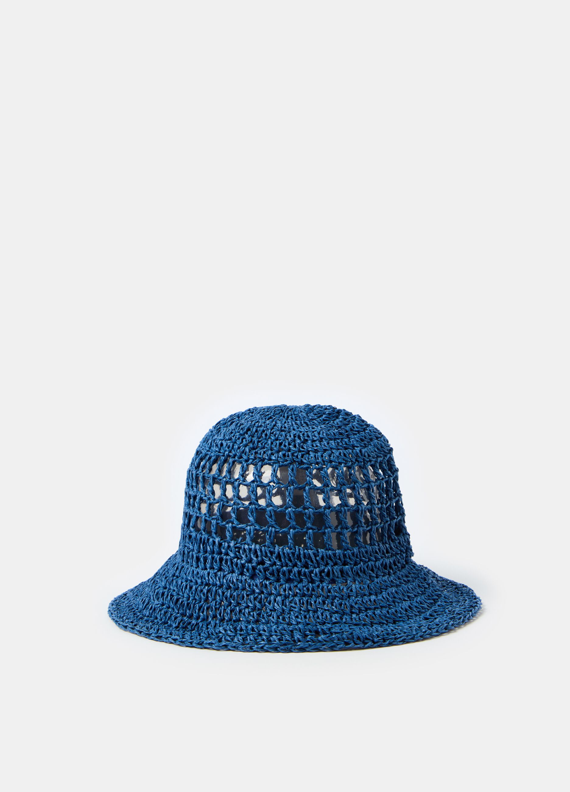 Openwork raffia hat