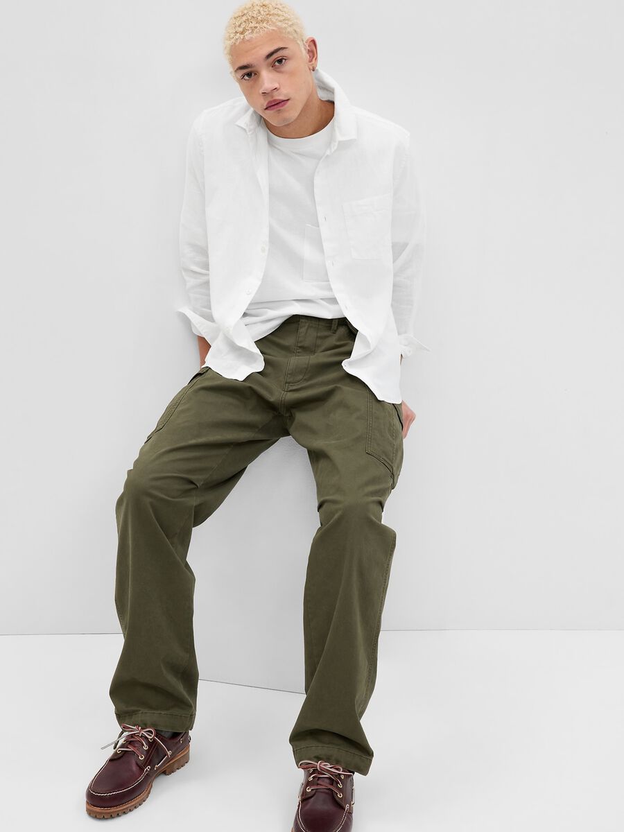 Linen and cotton shirt with pocket_0