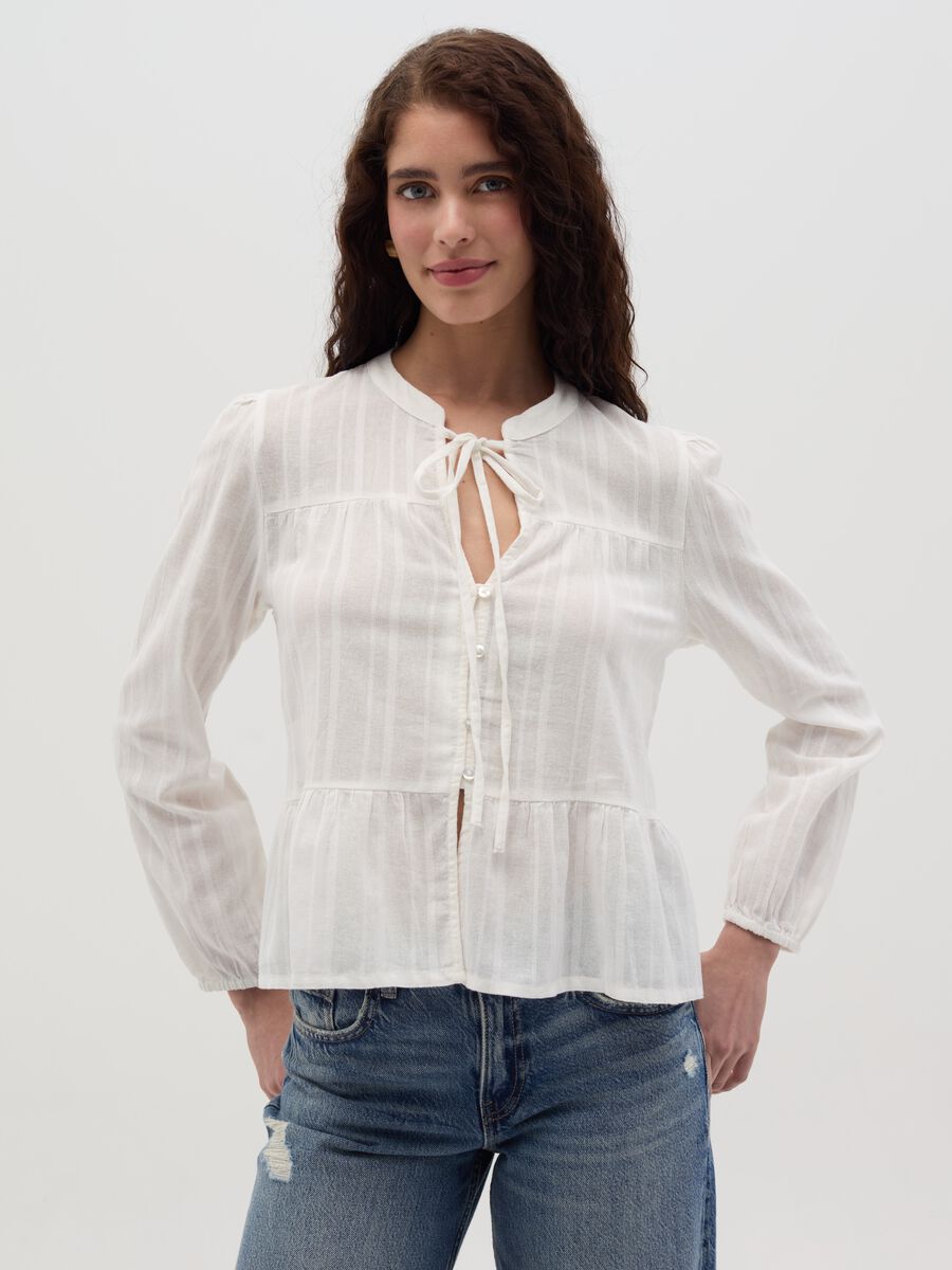 Blouse with laces and striped motif_0