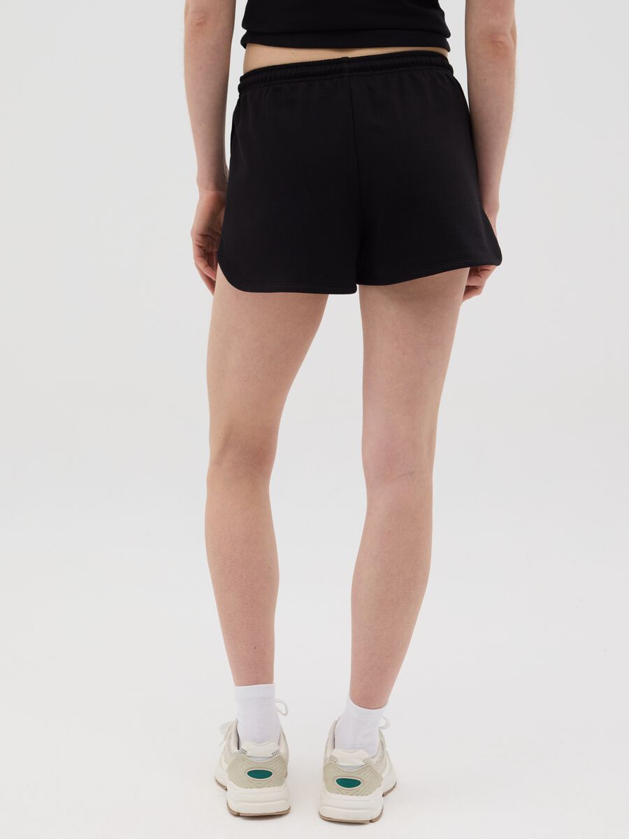 Black French terry shorts with drawstring_2
