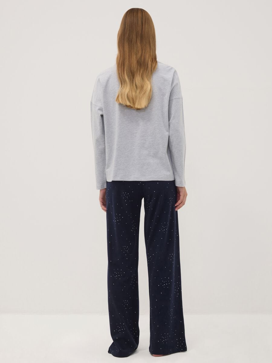 Grey organic cotton and viscose blend crew-neck pyjamas_3