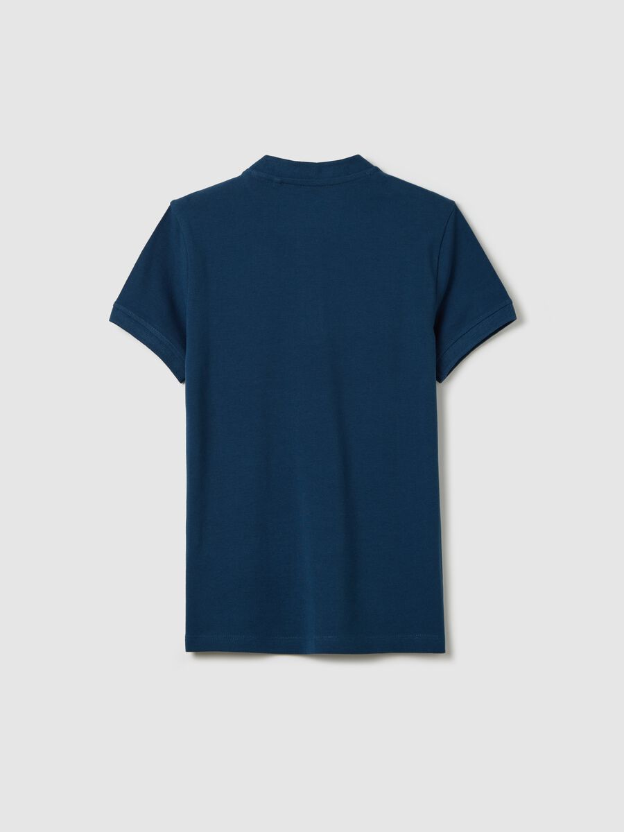Polo da ragazzo in puro cotone blu regular fit_1