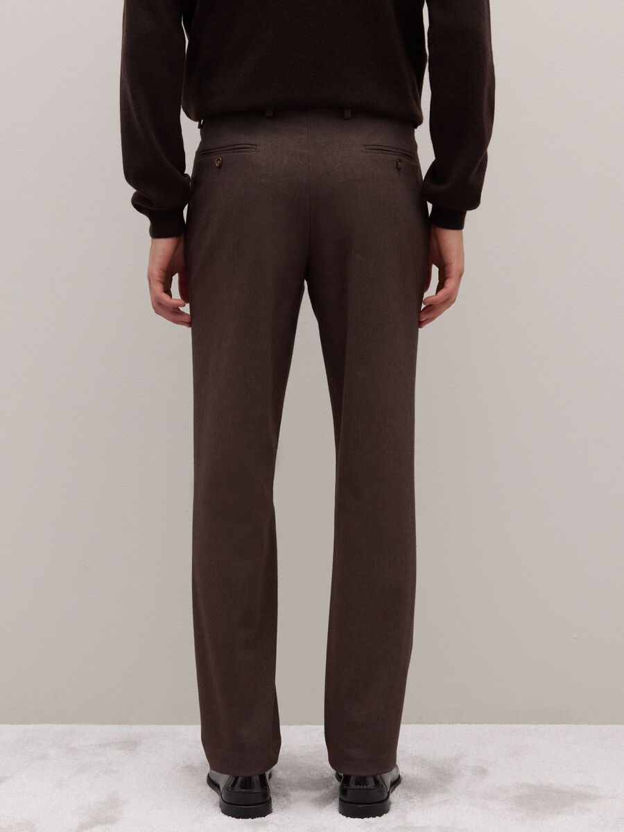 Brown Stretch Cotton Slim Fit Trousers_2