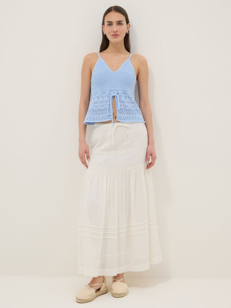 Top in crochet di puro cotone azzurro regular fit_1