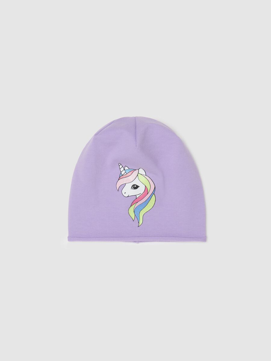 Printed jersey beanie hat_0