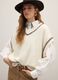 White cotton-blend oversized fit gilet with V-neck_0