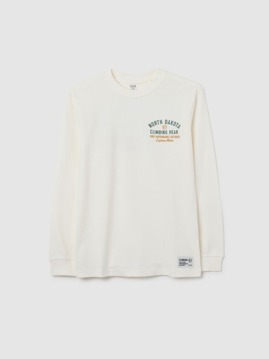 T-shirt da ragazzo in puro cotone bianca regular fit_0
