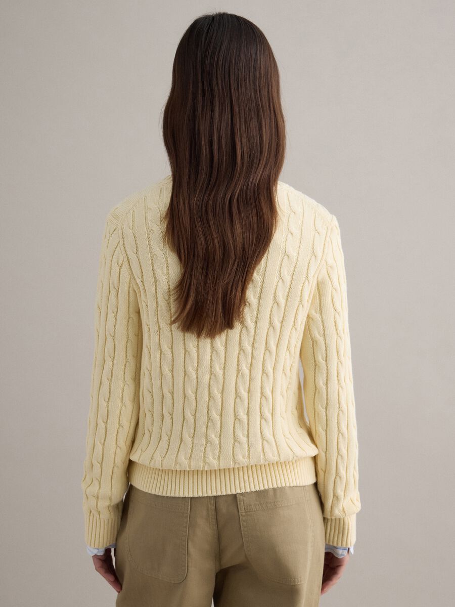 Yellow pure cotton regular fit cable knit jumper_3