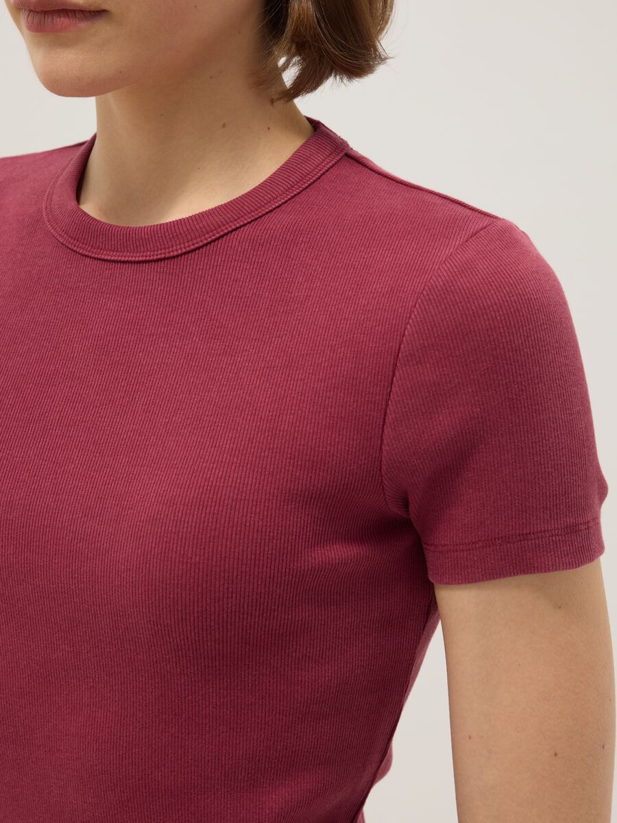 Red stretch cotton crew-neck t-shirt slim fit_3
