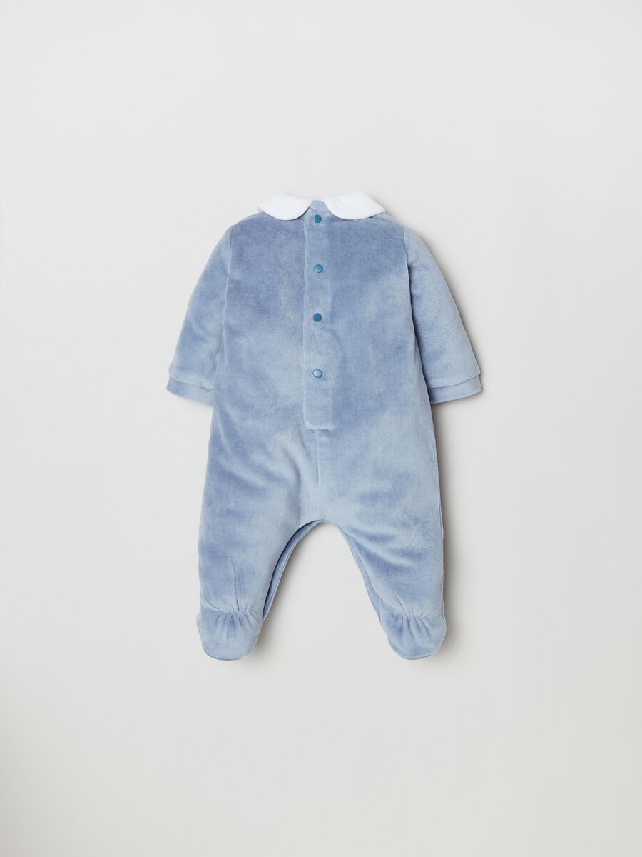 Tutina in velour con piedini ricamo Tamburino_1