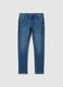 Blue denim skinny fit cotton blend jeans_4