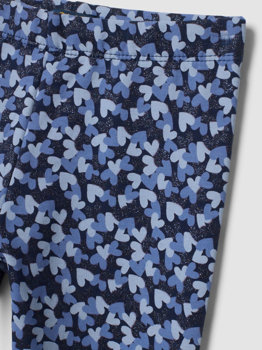 Blue skinny leggings in stretch organic cotton with heart print_2