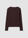 T-shirt marrone in puro cotone a maniche lunghe girocollo regular fit_6