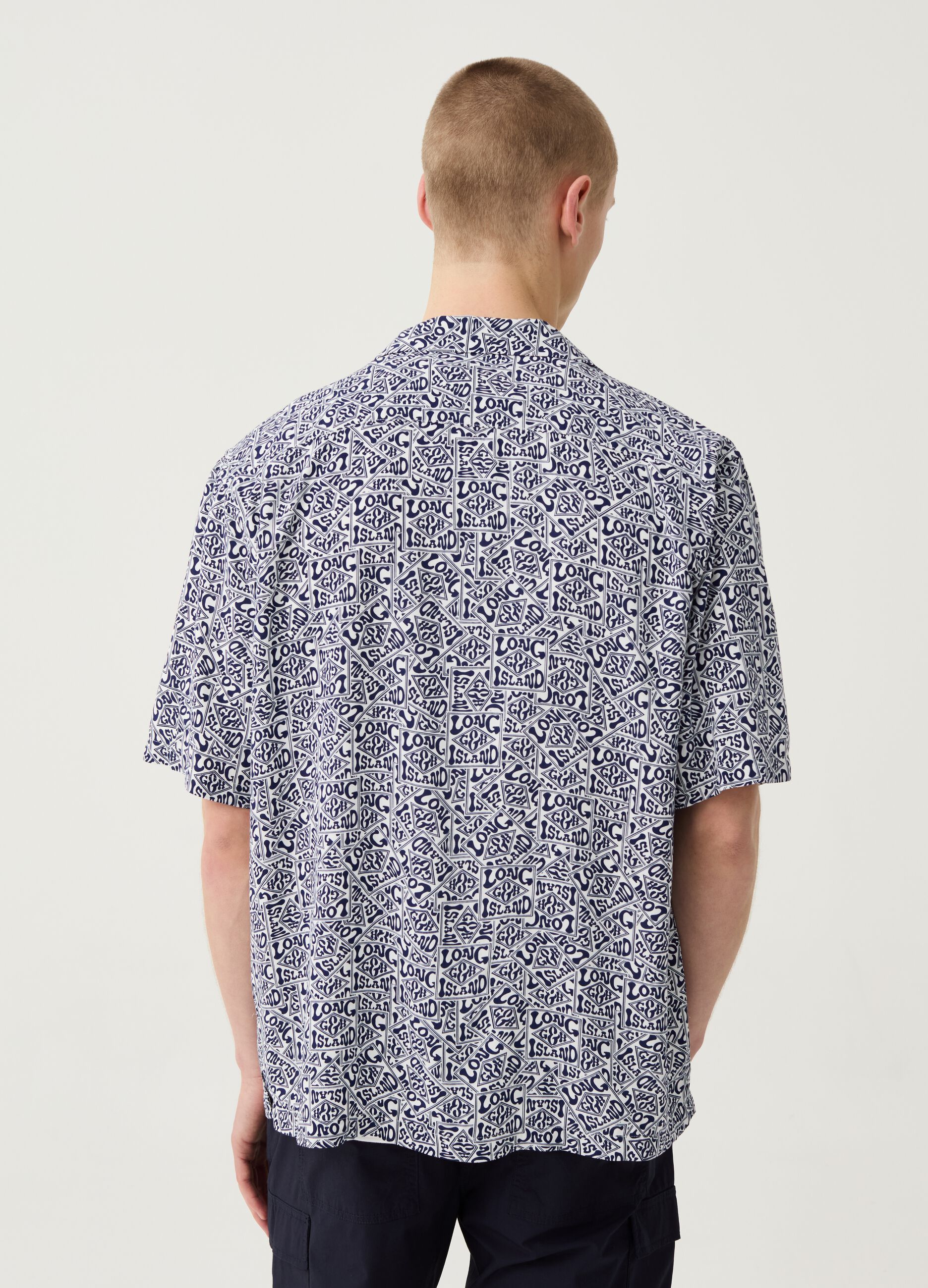 Short-sleeved shirt with all-over logo print