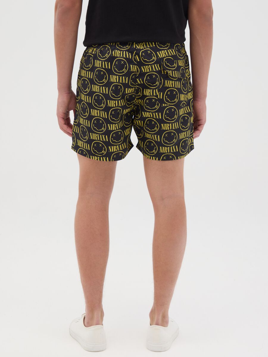 Black swimming trunks with Nirvana logo_3