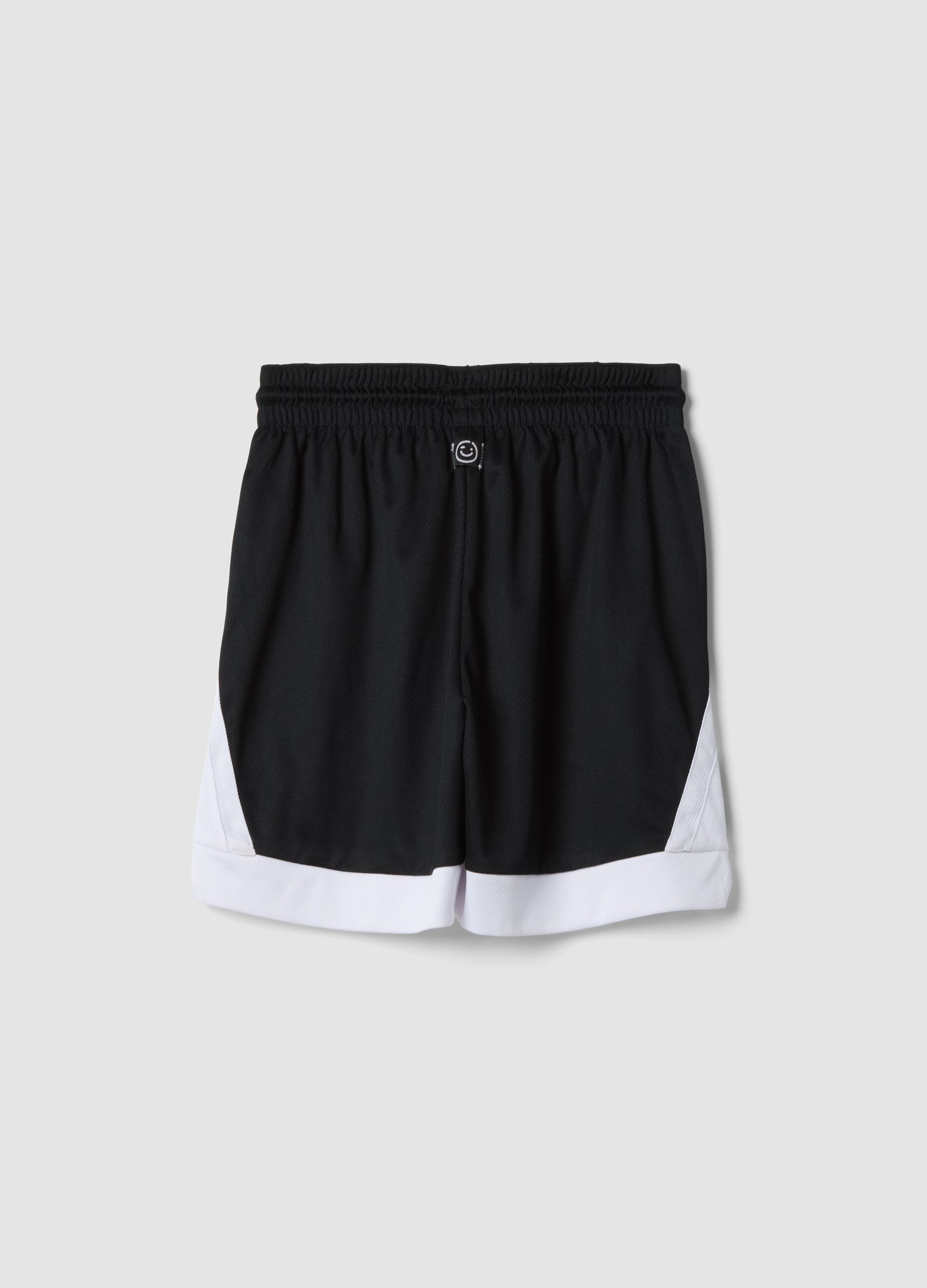 Black sporty shorts with white inserts