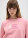 Pink cotton blend sweatshirt regular fit with embroidery and crew neck_3