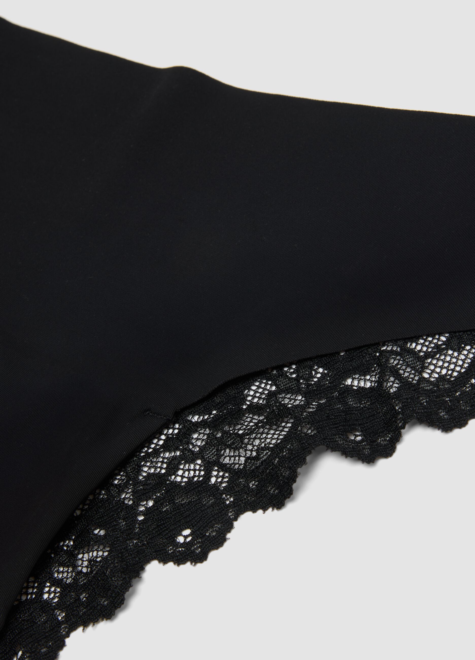 Black Brazilian briefs in stretch microfibre with lace