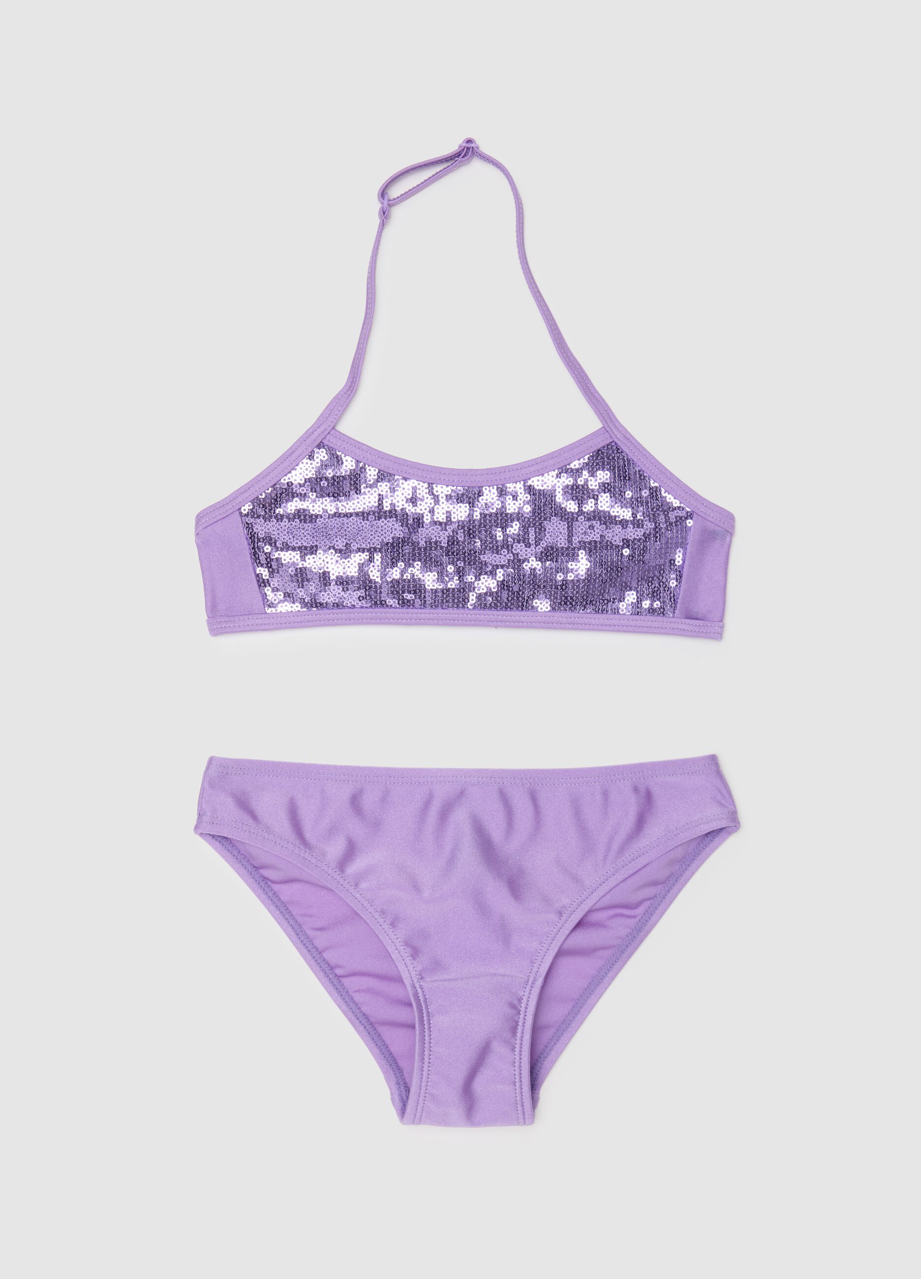 Costume da bagno da bambina in misto elasticizzato viola