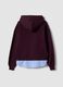Purple cotton-blend hoodie with faux shirt hem_2