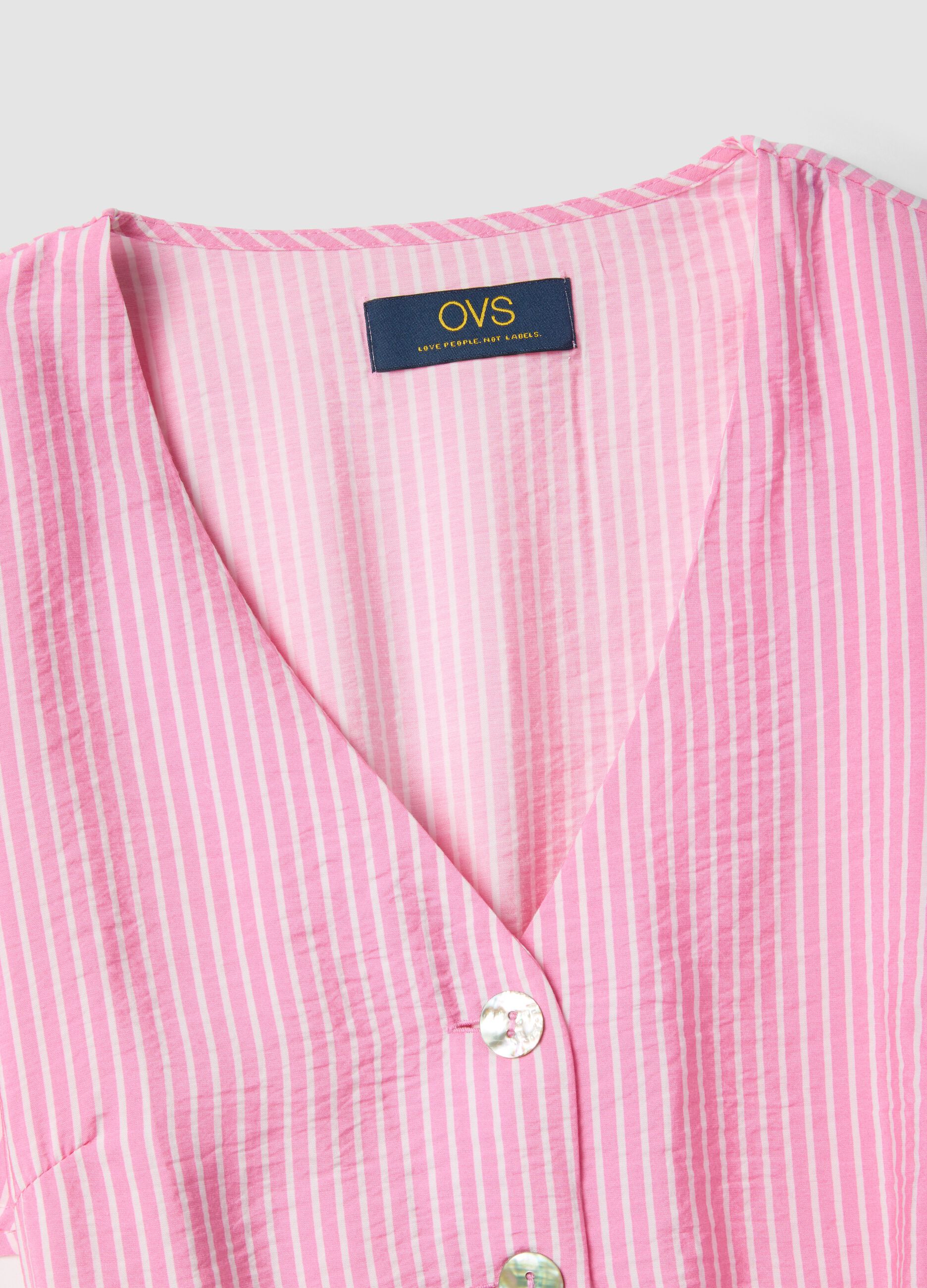 Pink striped viscose-blend dress