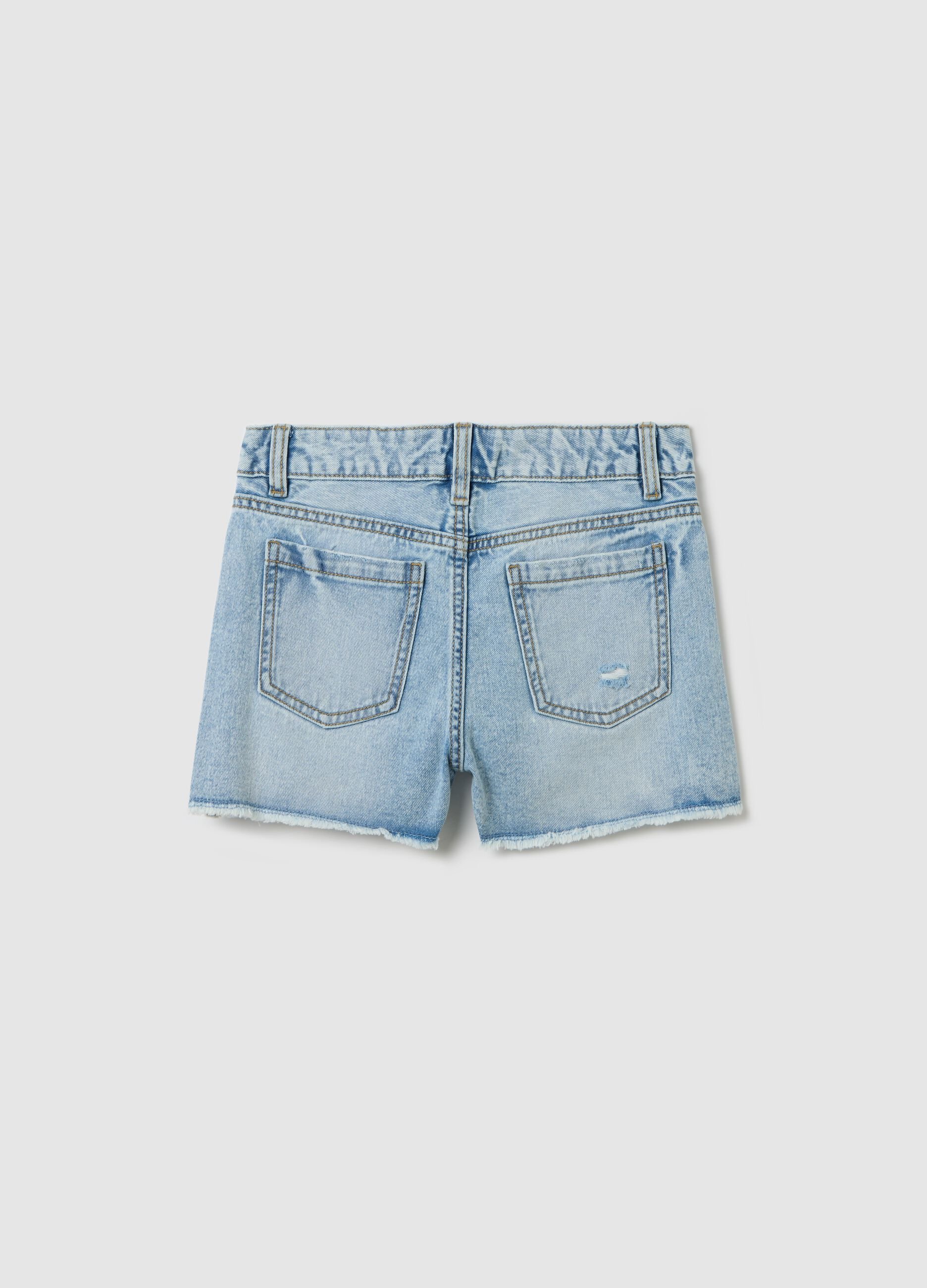Shorts denim cinque tasche con abrasioni