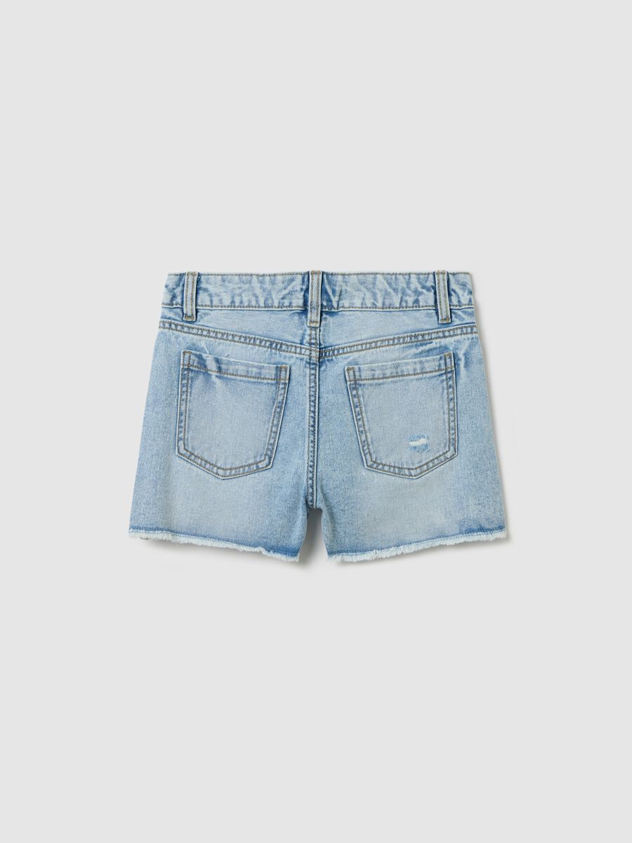 Shorts denim cinque tasche con abrasioni_4