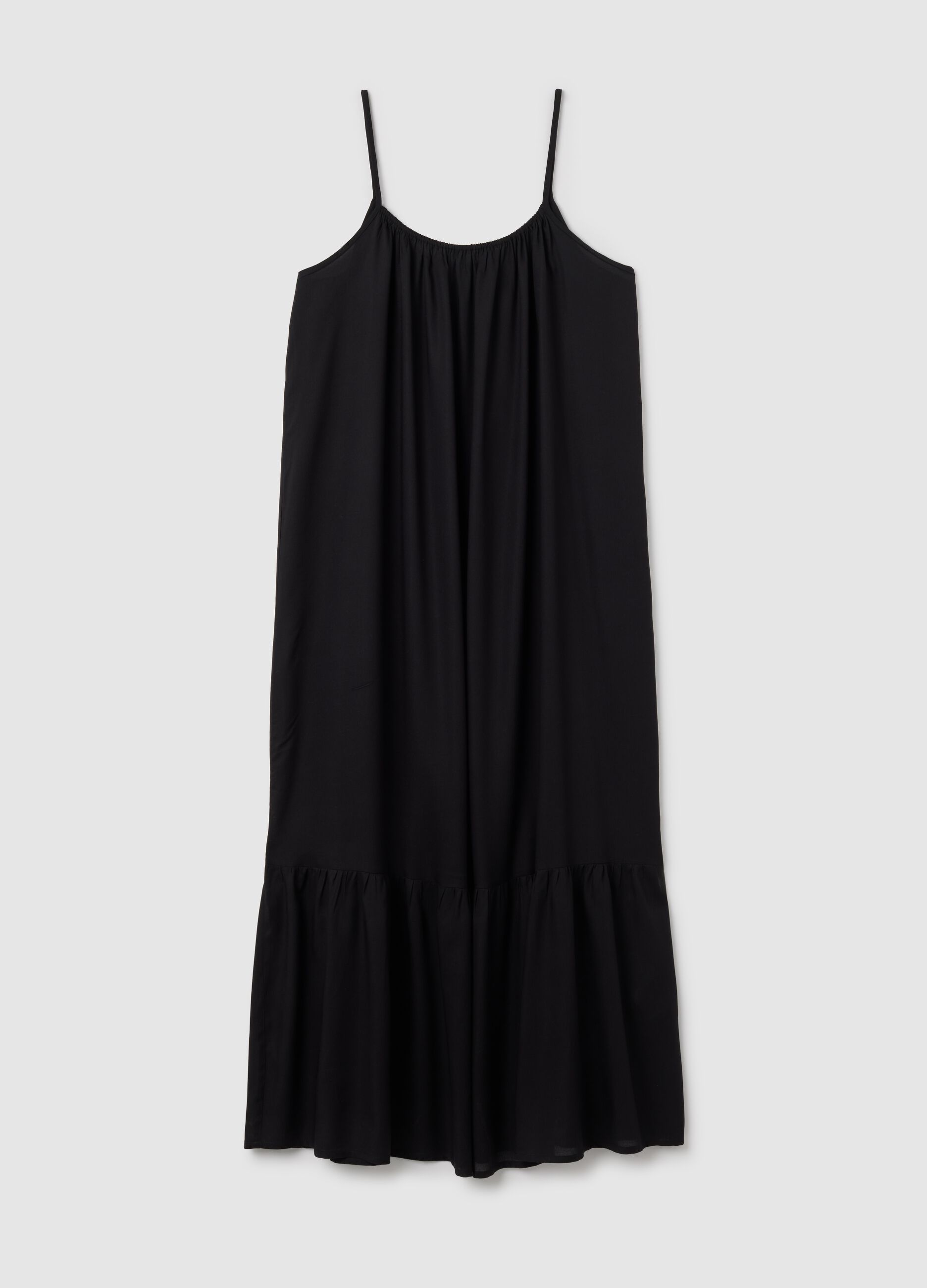 Abito lungo da donna in puro viscosa nero wide fit
