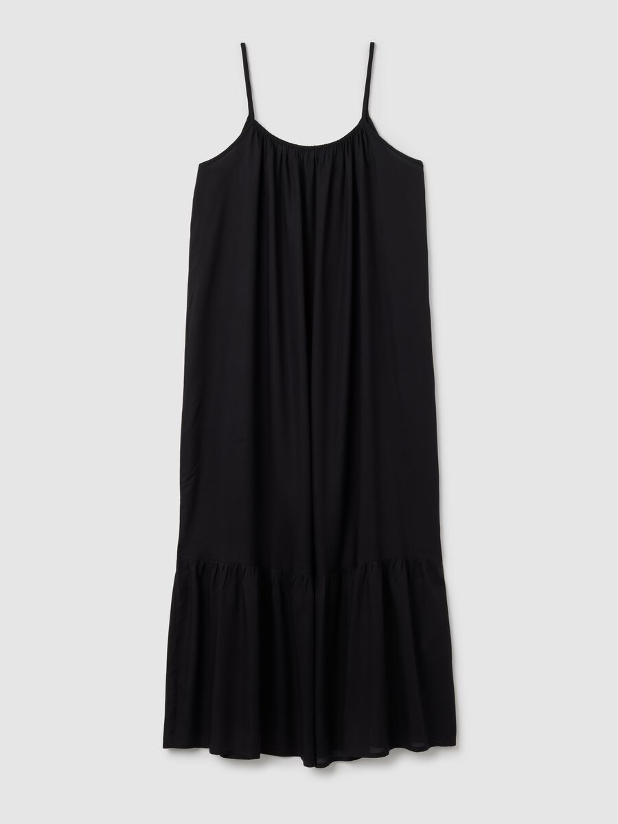 Women's Long Black Viscose Dress Wide Fit_0