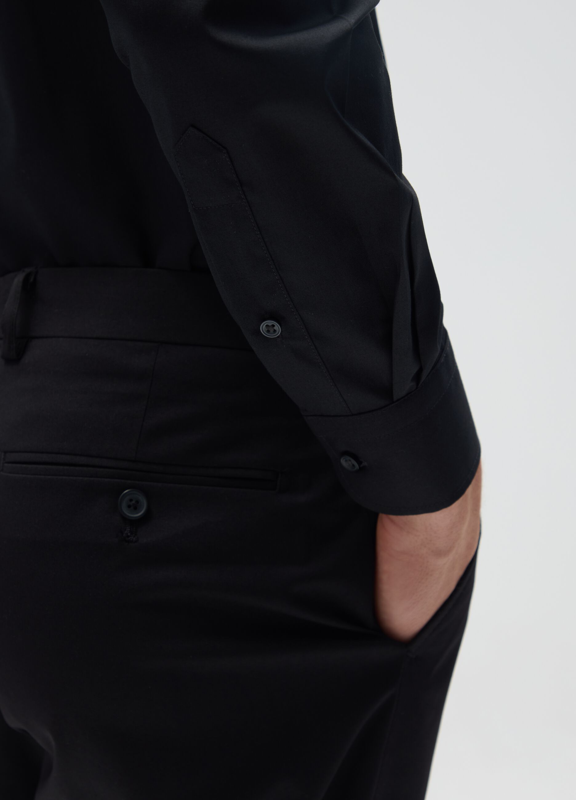 Camicia da uomo in misto cotone nero easy iron