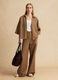 Brown linen-viscose blend wide-leg trousers with structured waistband_0