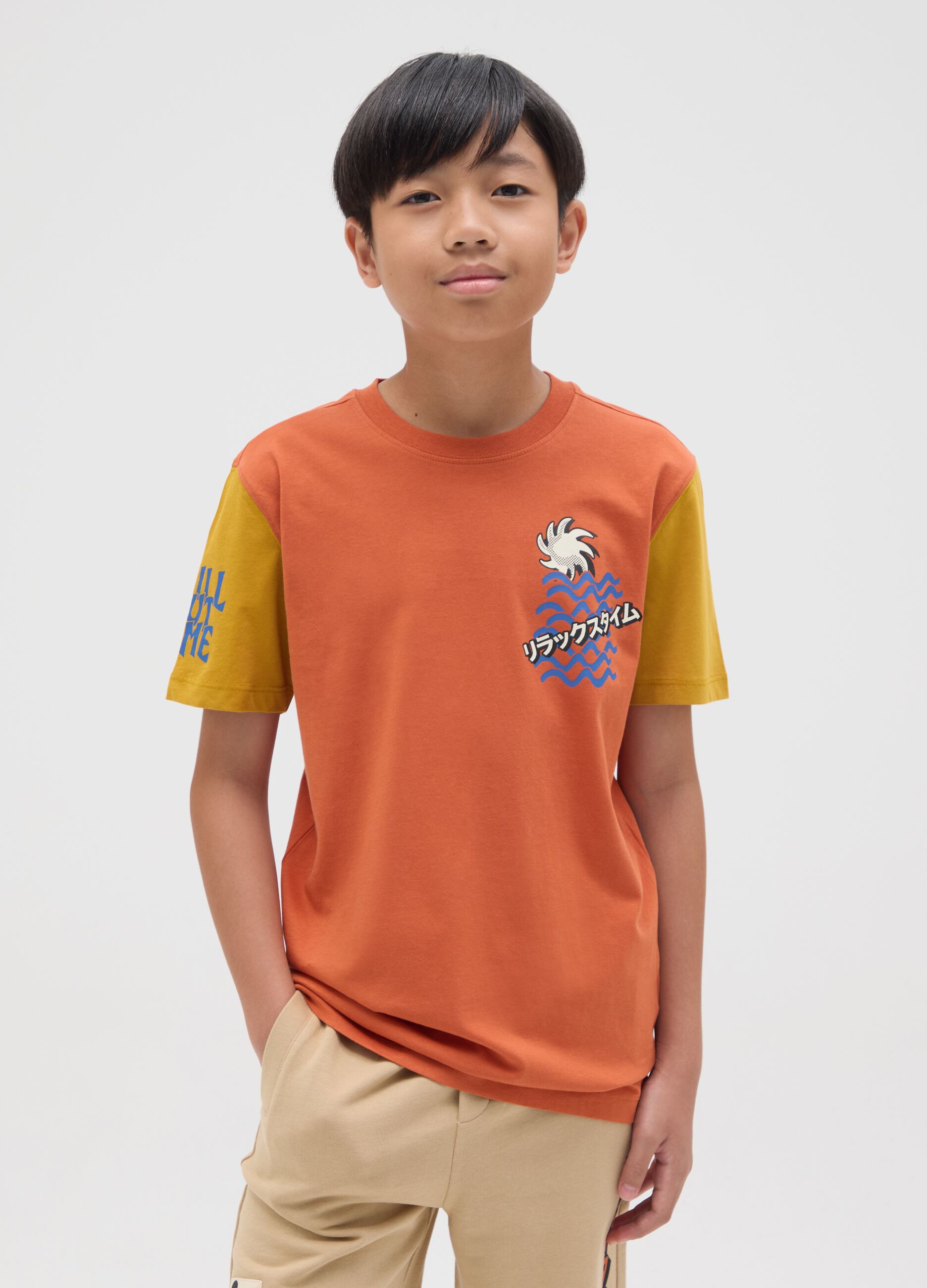 Boy's multicolour pure cotton regular fit T-shirt