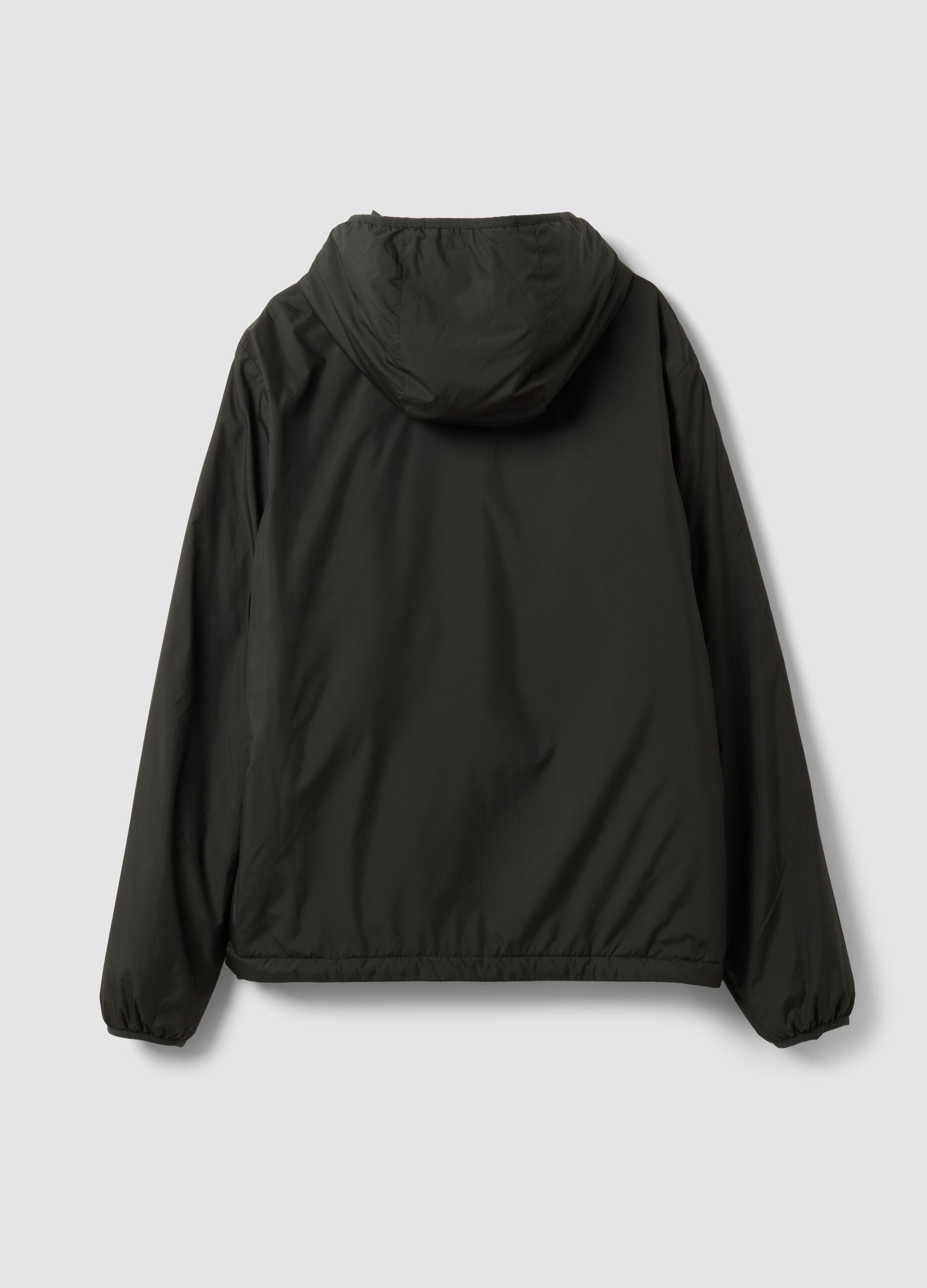Military green hooded jacket with zip