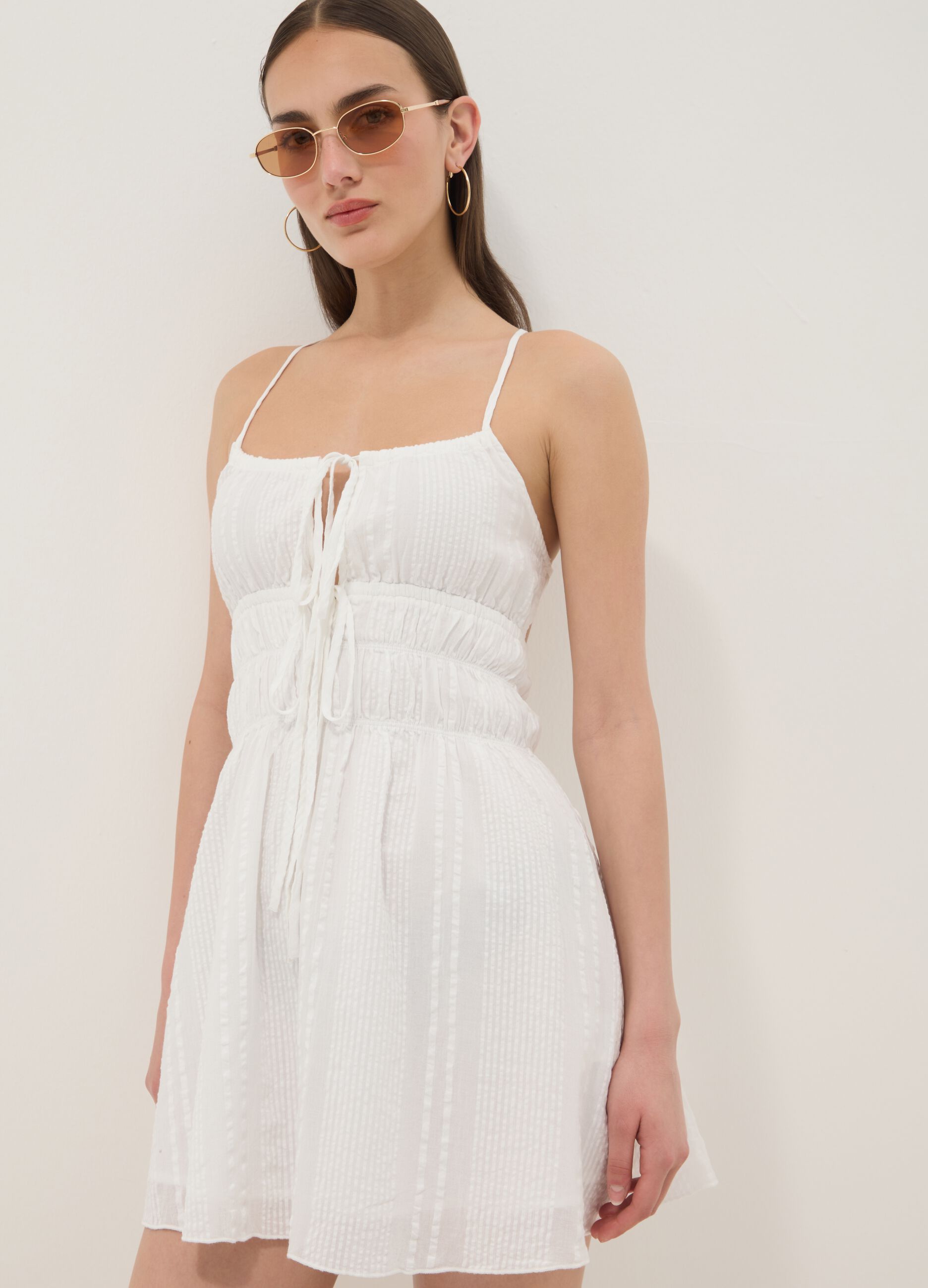 White pure cotton mini dress