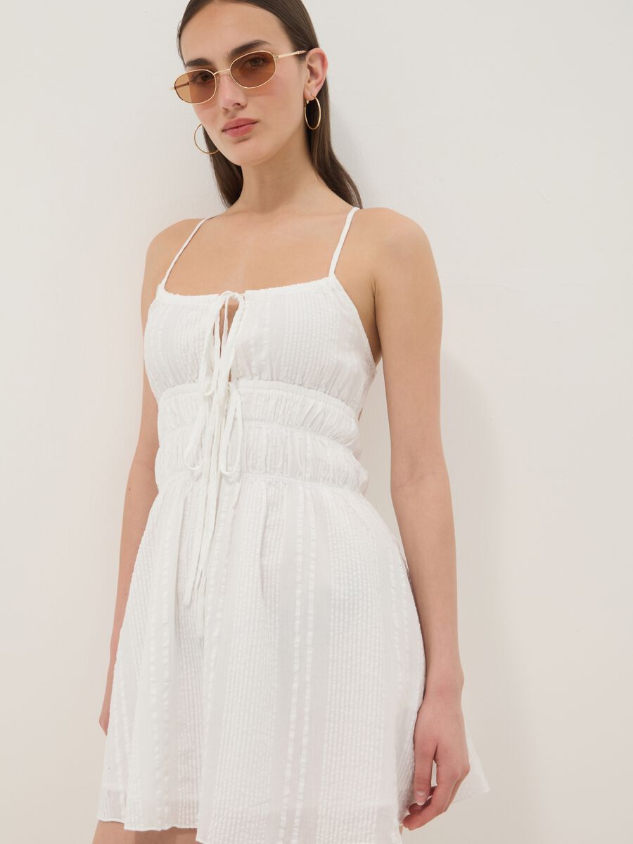 Abito mini bianco in puro cotone regular fit_3