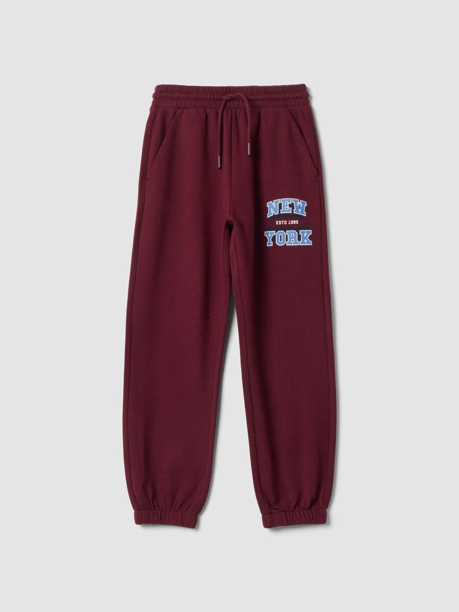 Pantaloni jogger viola in misto cotone e viscosa_0