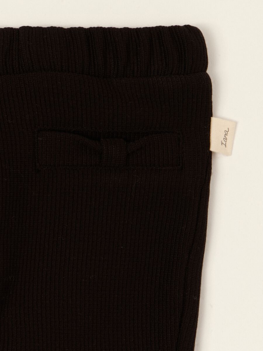Baby girls' black flared trousers in stretch viscose_1