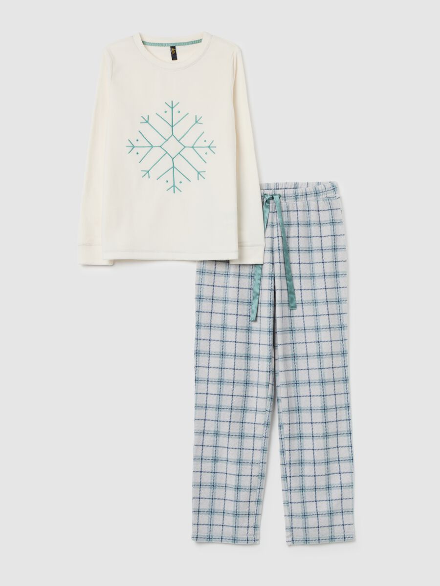 Multicolour Regular Fit Christmas Check Pyjamas with Snowflake_4
